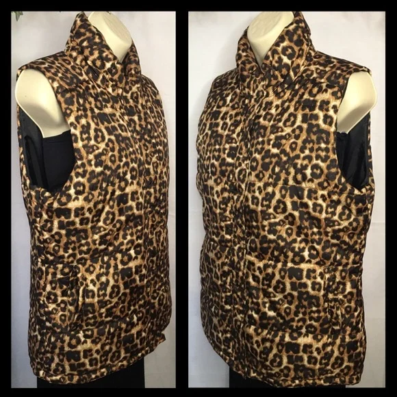Size 14 Animal print outerwear vest. Quilted style vest. NWOT - Picture 3 of 12